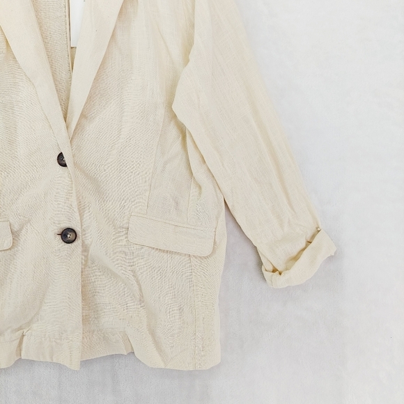 Lush Cream Roll Tab Sleeve 2 Button-Up Blazer Jackets 535 - Picture 3 of 8